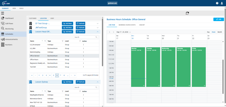 Visual calendar schedule management interface
